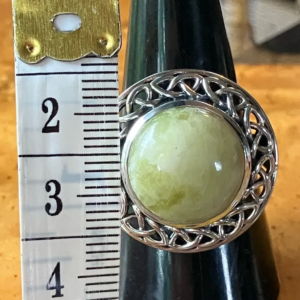 Natural Connemara Marble Sterling Silver Cocktail Ring Size 9
